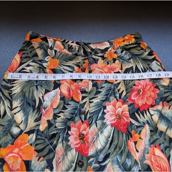 Conrad C. Vintage Skirt Floral Rayon Button Front Crinkle Midi Vacation Size 14 - Picture 4 of 10